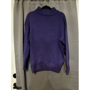 JL Plum Women's Small Purple Knit Sweater, Vintage Clothing, Turtleneck, Sweater